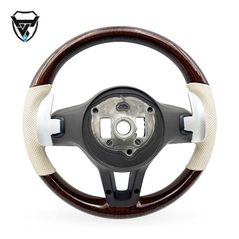 Customized peach wood leather beige all empty modified steering wheel for Mercedes Benz C GLC E S CLS AMG 2021-2023 ZC-801-M4-F
