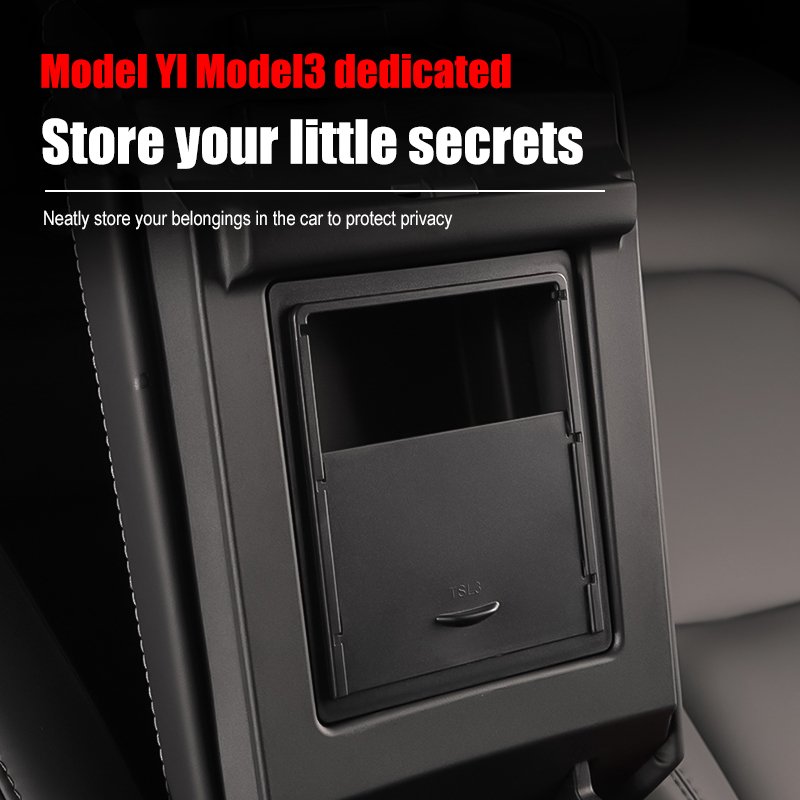 Car Interior Accessories for Model 3 Model Y Center Console Organizer Armrest Hidden Storage Box