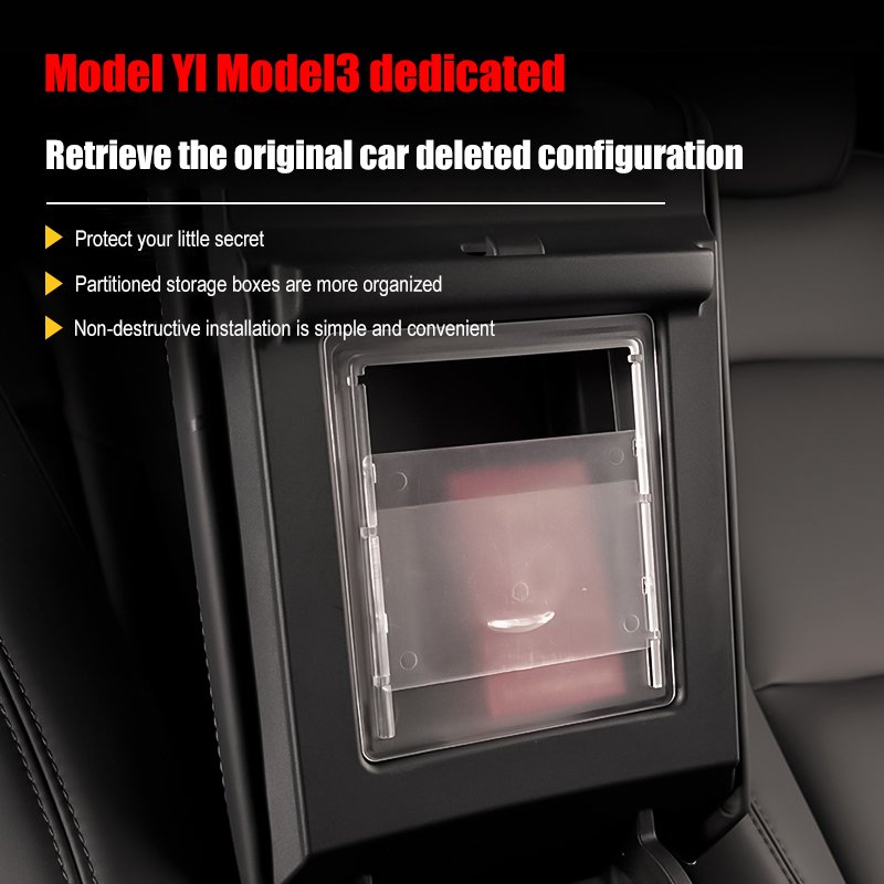 Car Interior Accessories for Model 3 Model Y Center Console Organizer Armrest Hidden Storage Box