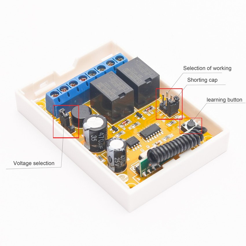 Universal Wireless Remote Control Switch DC AC 12V 24V 2CH 10A Relay Receiver Module for Various Wireless Controls