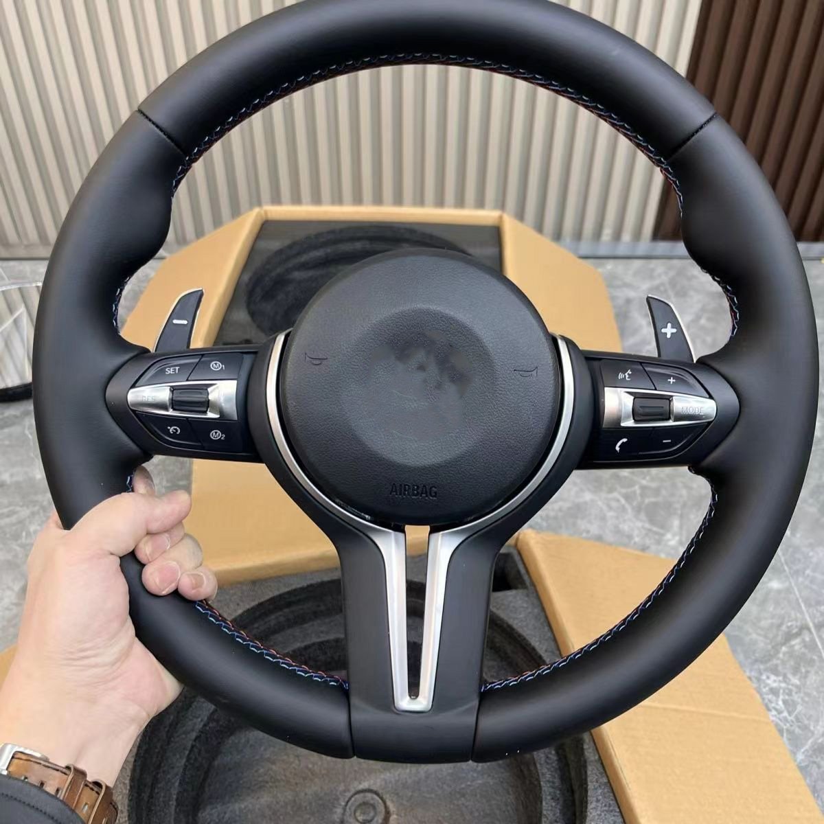 Car Sport Leather Steering Wheel For BMW M2 M3 M4 M5 M6 F30 F10 F35 F22 E46 E90 E92 F10 F30 F32 E60 F serie Car Steering Wheel