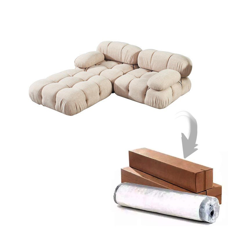 Customized Living Room Furniture Fabric L Shape Sectional Sofas Compression Vaccum Sofa Combination Sofa with Chaise