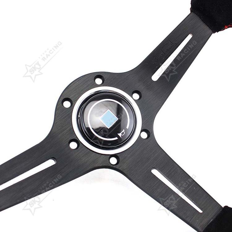 Suede Leather Black Sport Racing Drift Steering Wheel 350mm 14 inch Deep Dish Car Steering Wheel With Horn Button