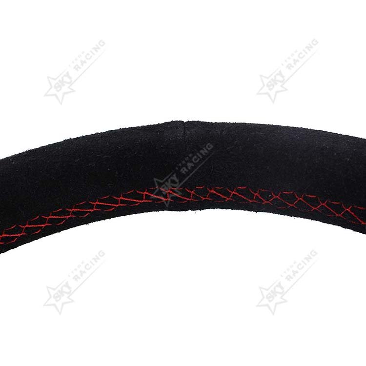Suede Leather Black Sport Racing Drift Steering Wheel 350mm 14 inch Deep Dish Car Steering Wheel With Horn Button
