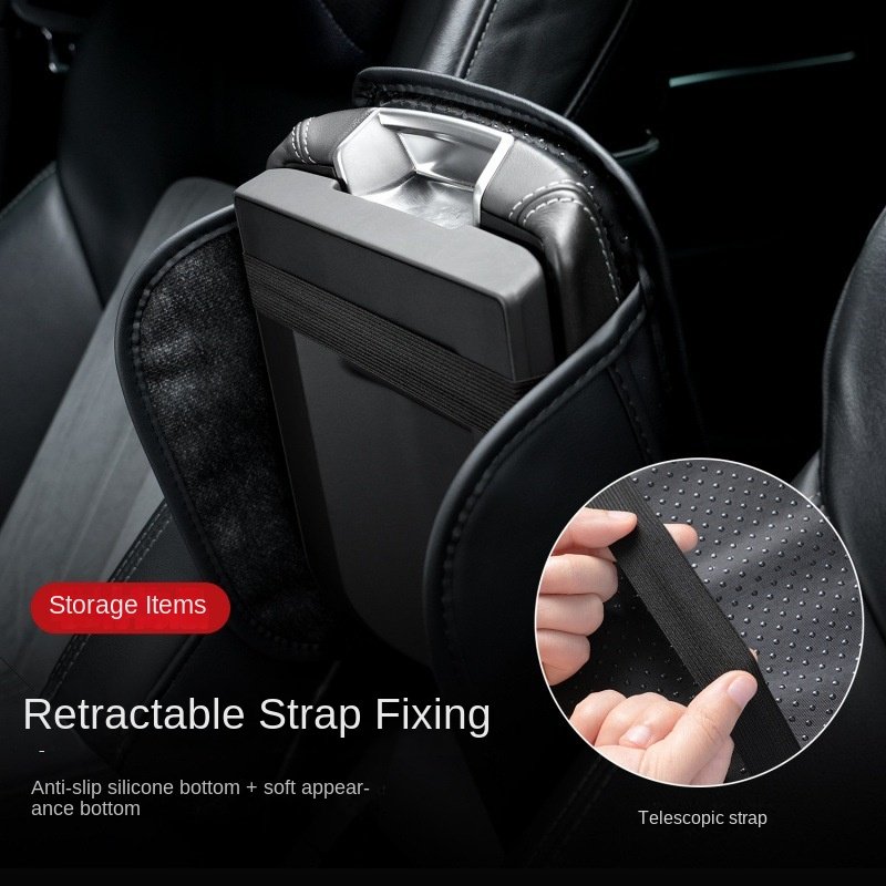 Multi-Functional Leather Armrest Box Booster Mat Special Double Pocket Storage Bag Car Central Handrail Box Sponge Cover Front
