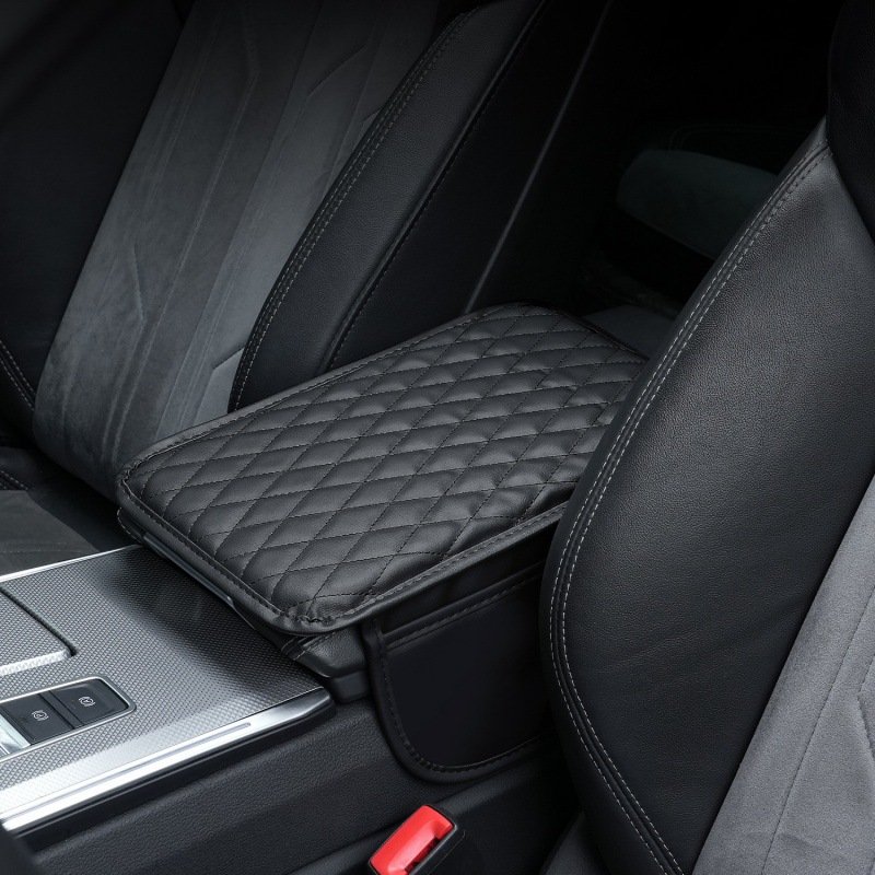 Multi-Functional Leather Armrest Box Booster Mat Special Double Pocket Storage Bag Car Central Handrail Box Sponge Cover Front