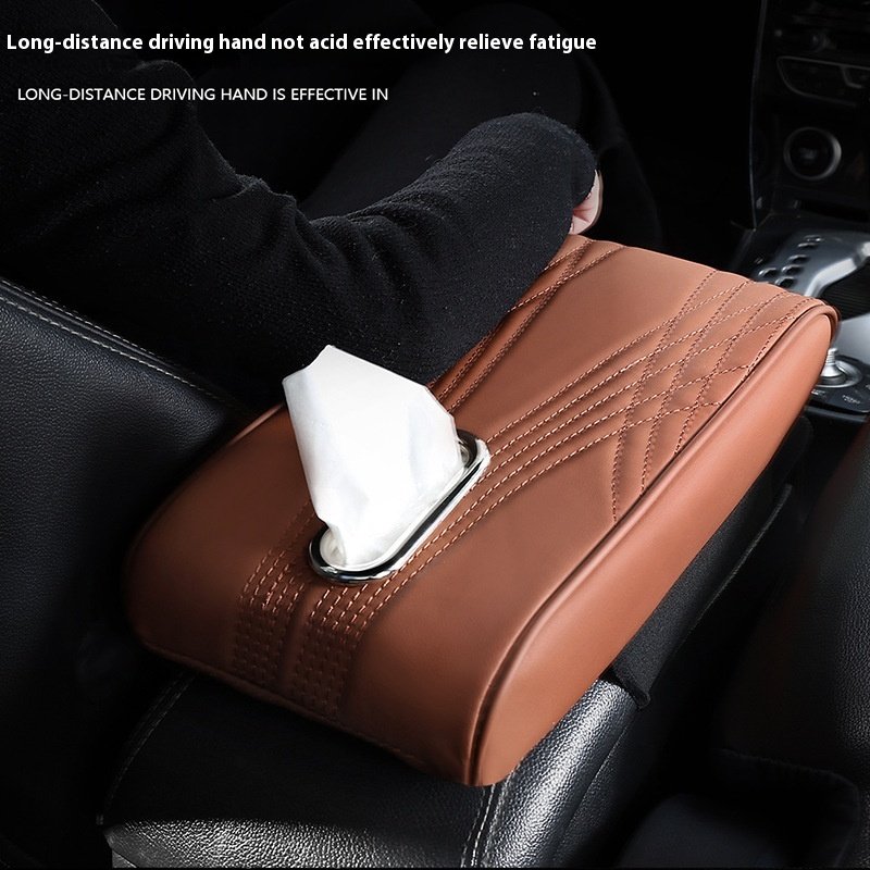 Cross-Border Exclusive Supply Multi-Functional Leather Armrest Box Booster Mat with Angel Pattern Tissue Box Storage Bag