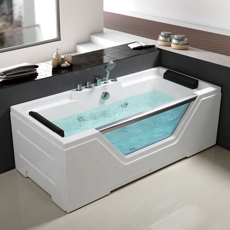 New Modern Acrylic Massage Multi Functional Glass Jacuzi Whirlpools Bathtubs and Bathroom Spa Bath Tub Balboa Led Light Double