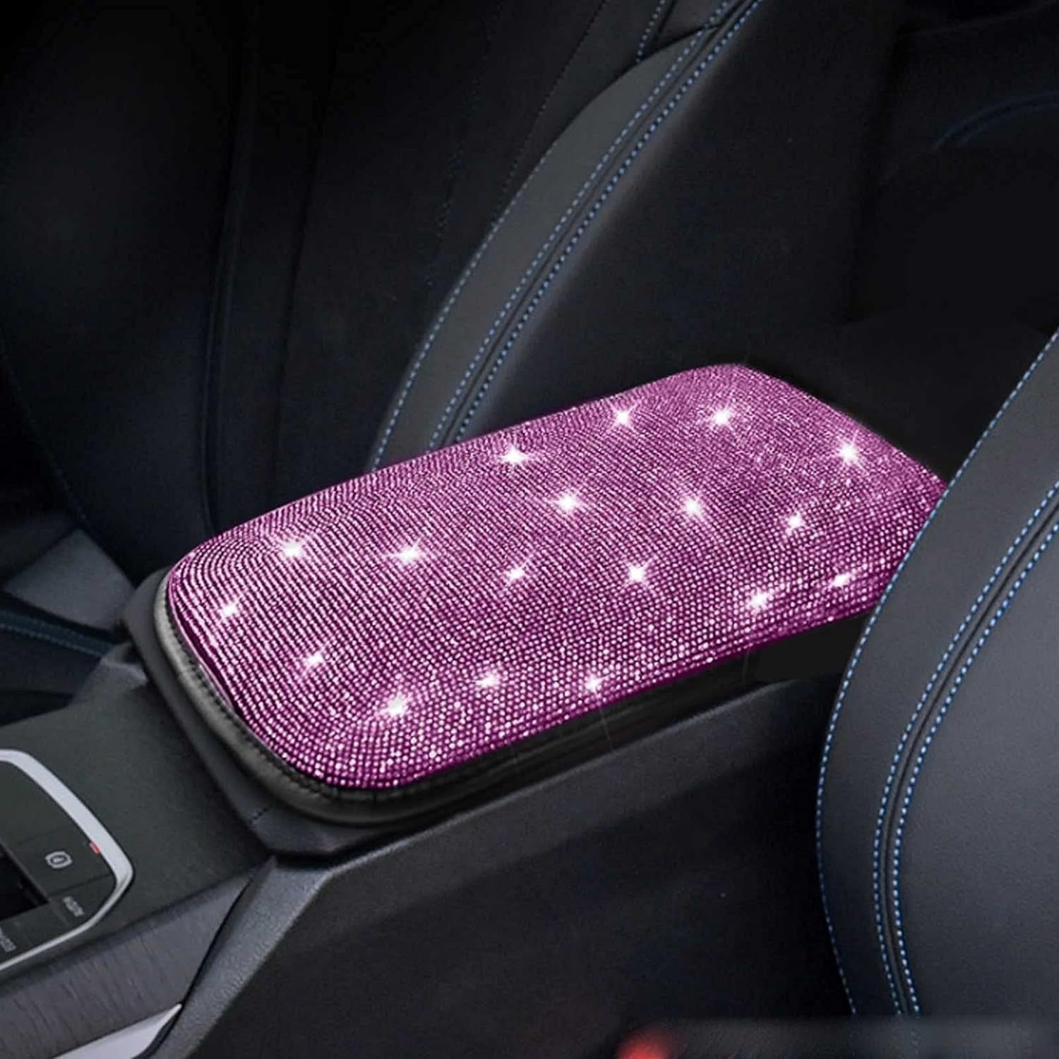 Diamond Auto Center Console Cover Bling Car Armrest CoverArmrest Cushion Pad Crystal Rhinestones Universal Seat Box Cover