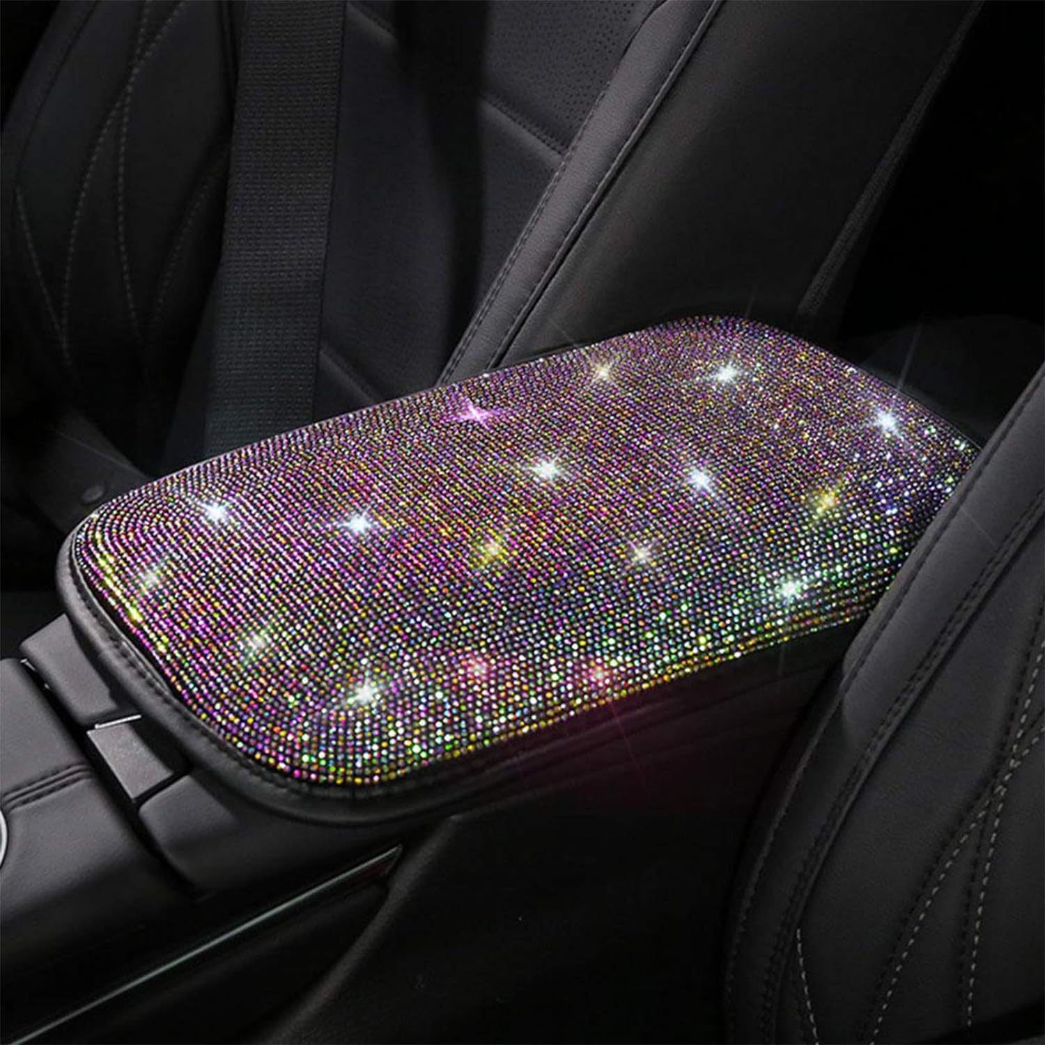 Diamond Auto Center Console Cover Bling Car Armrest CoverArmrest Cushion Pad Crystal Rhinestones Universal Seat Box Cover