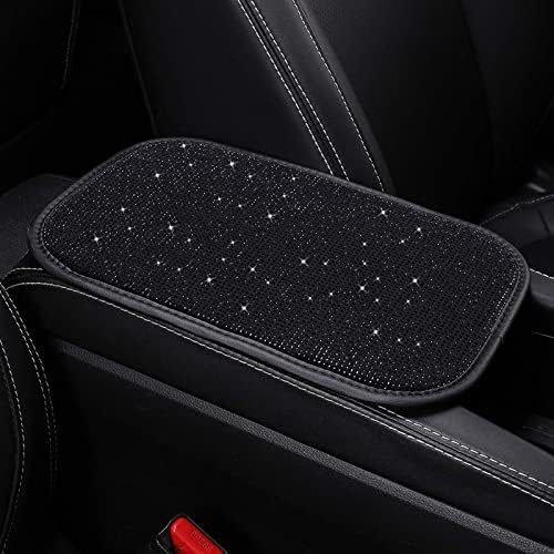 Diamond Auto Center Console Cover Bling Car Armrest CoverArmrest Cushion Pad Crystal Rhinestones Universal Seat Box Cover