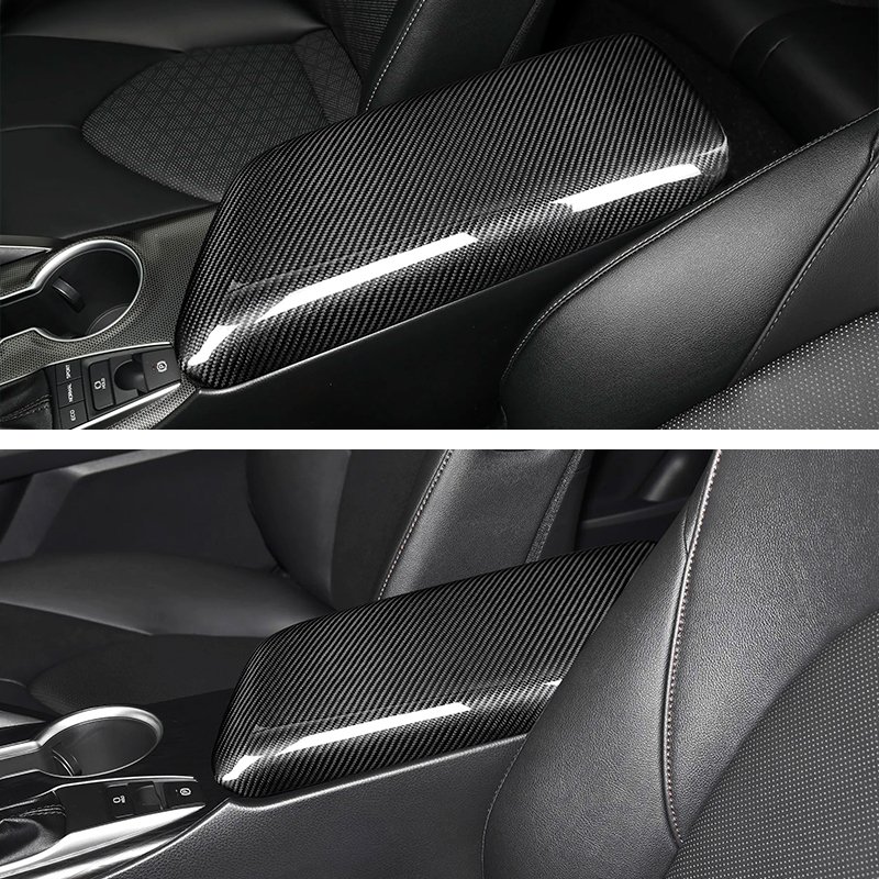 Shasha Dry Carbon Fiber Armrest Box Top Cover Interior Accessories for Toyota Camry 2018 2019 2020 2021 2022 2023