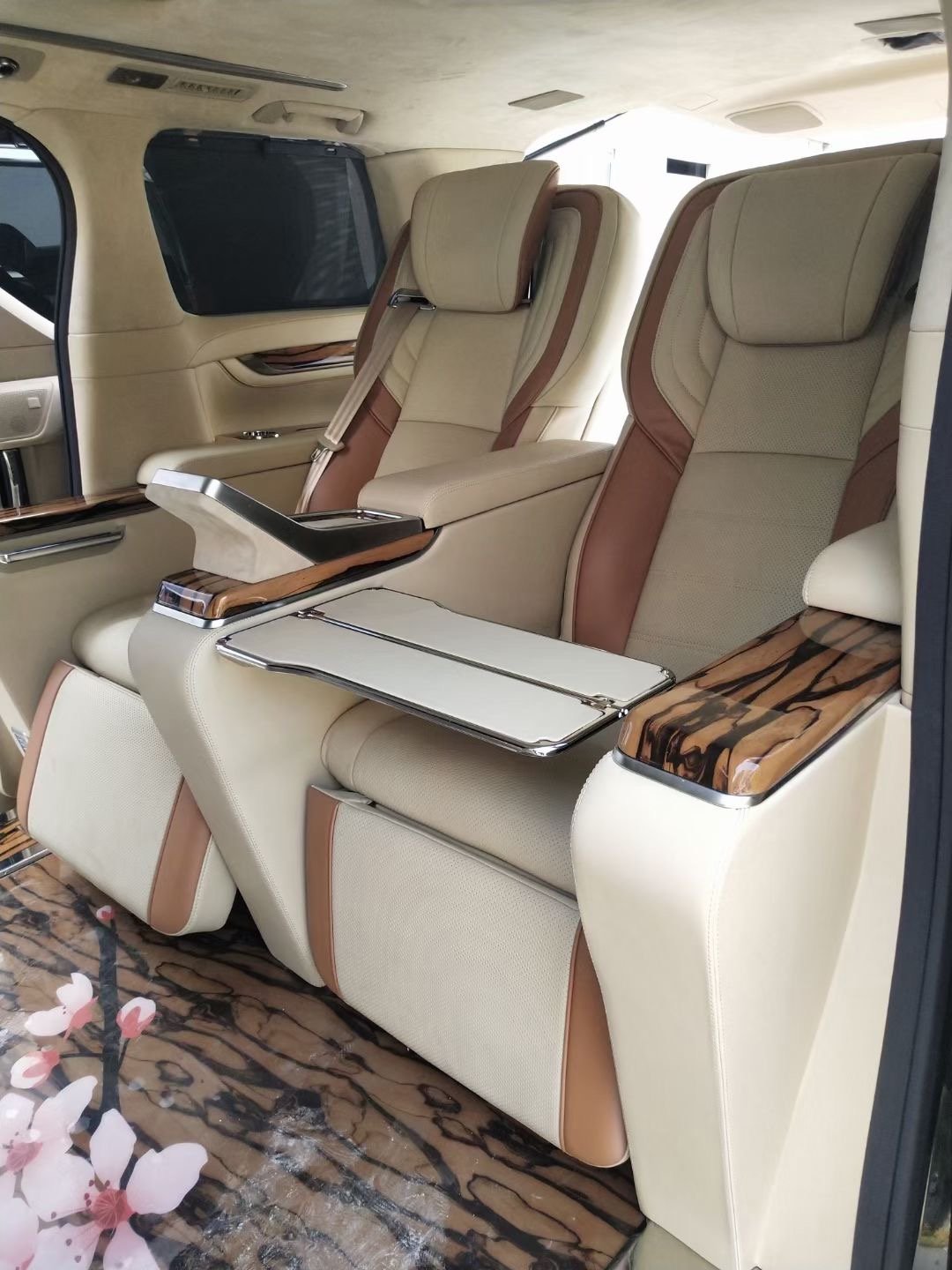 Car Modification Interior Center Armrest Console with Table Plate, VIP Luxury Folding Table for Van MPV Commercial Vehicle