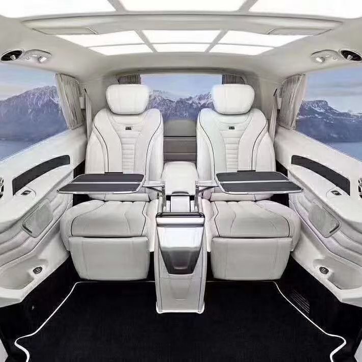 Car Modification Interior Center Armrest Console with Table Plate, VIP Luxury Folding Table for Van MPV Commercial Vehicle