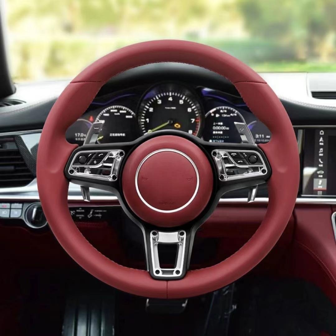 Customized Leather Steering Wheel Fit For Porsche Panamera Cayenne Macan Cayman 718 911 Steering Wheel Upgraded GT Style