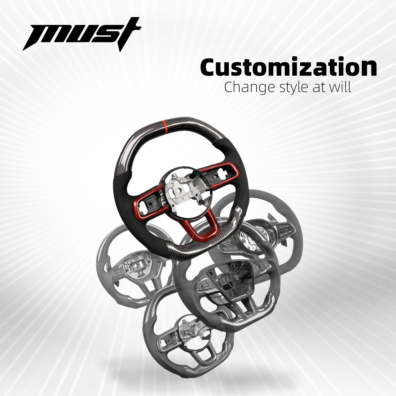 For Jeep 2018-2024 Customized Carbon Fiber Steering Wheel Car Interior Accessories Fit Wrangler Gladiator