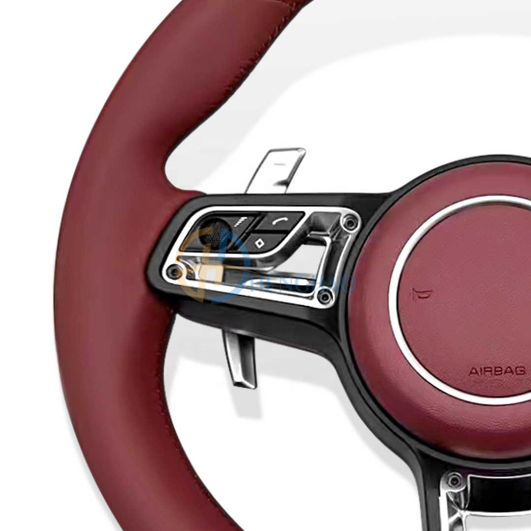 Customized Leather Steering Wheel Fit For Porsche Macan Panamera Cayman 718 991 911 Cayenne Steering Wheel Upgraded GT Style