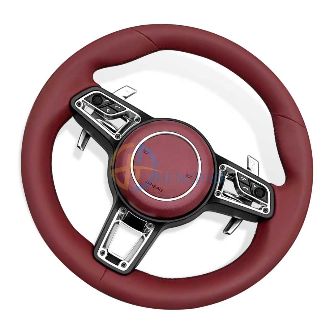 Customized Leather Steering Wheel Fit For Porsche Macan Panamera Cayman 718 991 911 Cayenne Steering Wheel Upgraded GT Style