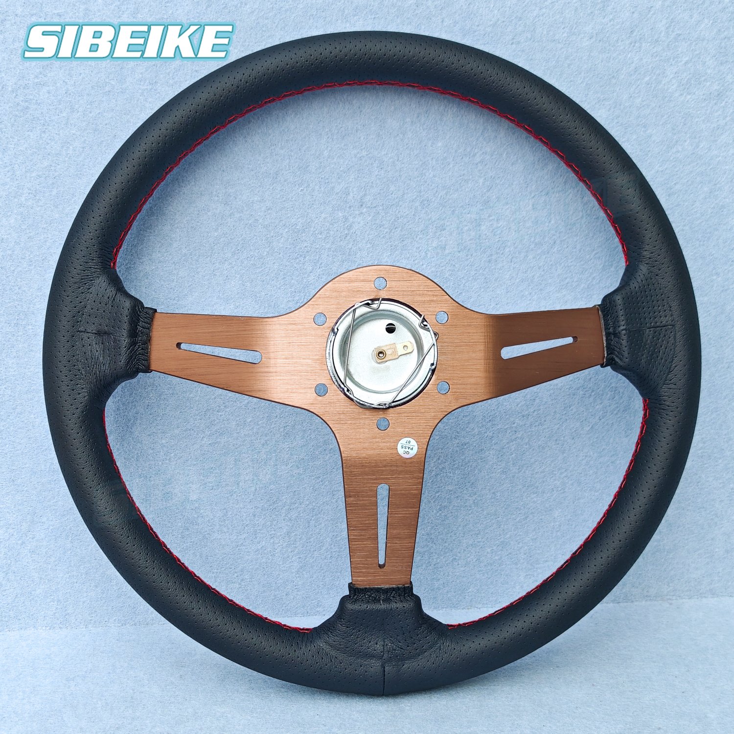 JDM 14inch Leather Steering Wheel Universal Racing Rally Drifting Steering Wheel Titanium Spoke