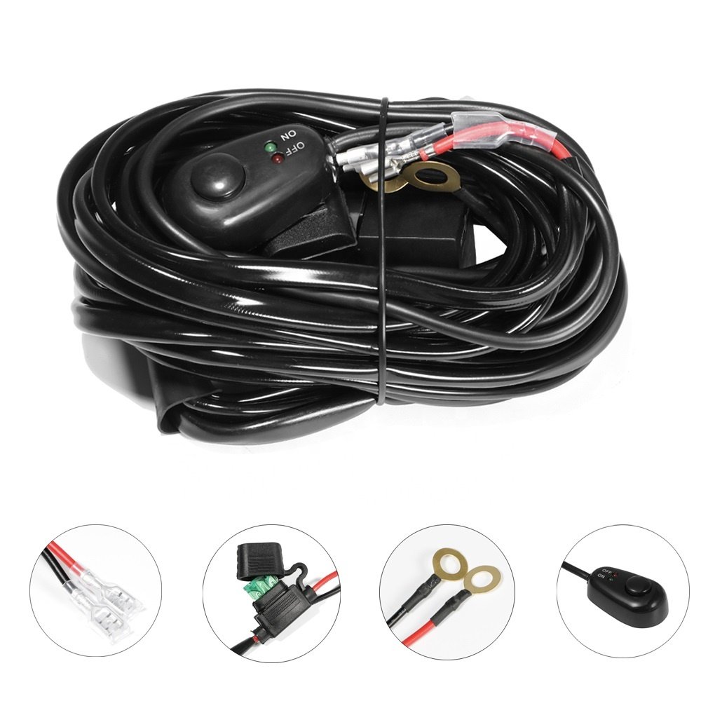 Auto Offroad Driving Lamp With Switch Fuse 40A 12V Auto Parts Car Wiring Harness Switch Relay Kit for 2 LED Work Light Bar Cable