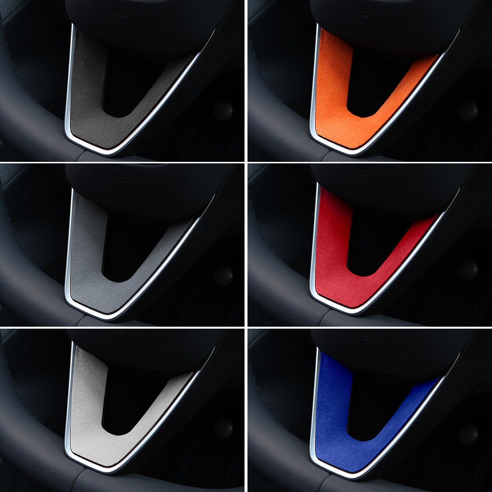 Italian Top Suede Steering Wheel Panel Trim Stickers for Tesla Model 3 Highland 2024-Up Decor Cover Car Interior Accessories