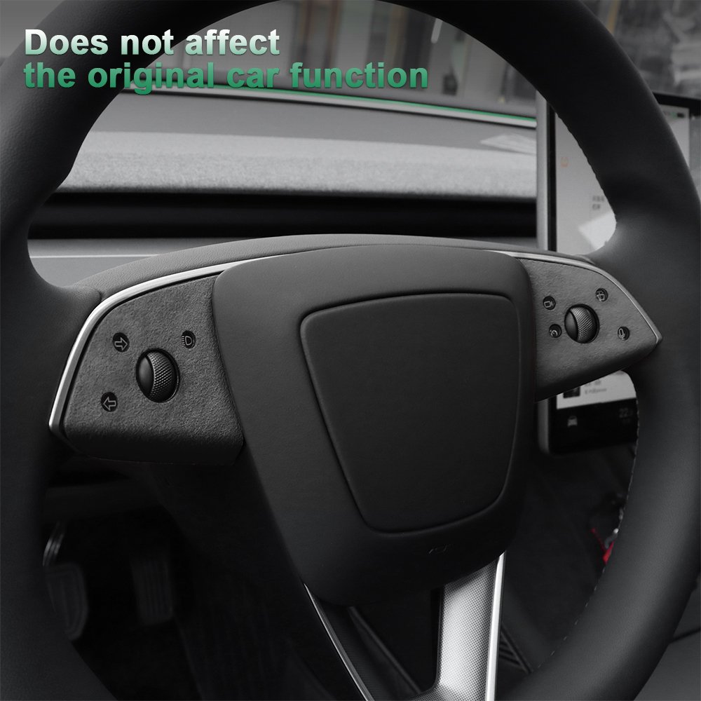 Italian Top Suede Steering Wheel Panel Trim Stickers for Tesla Model 3 Highland 2024-Up Decor Cover Car Interior Accessories