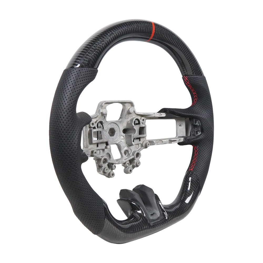 Steering Wheel CAR Carbon Fiber Flat Sport Steering Wheel Fit For Ford Mustang 2018-2024 Shelby GT500/GT350 Not Heated