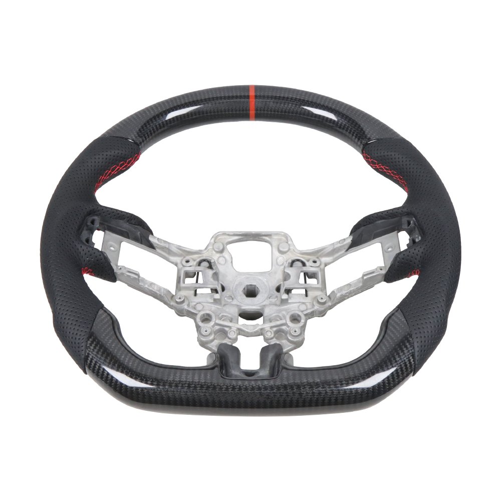 Steering Wheel CAR Carbon Fiber Flat Sport Steering Wheel Fit For Ford Mustang 2018-2024 Shelby GT500/GT350 Not Heated