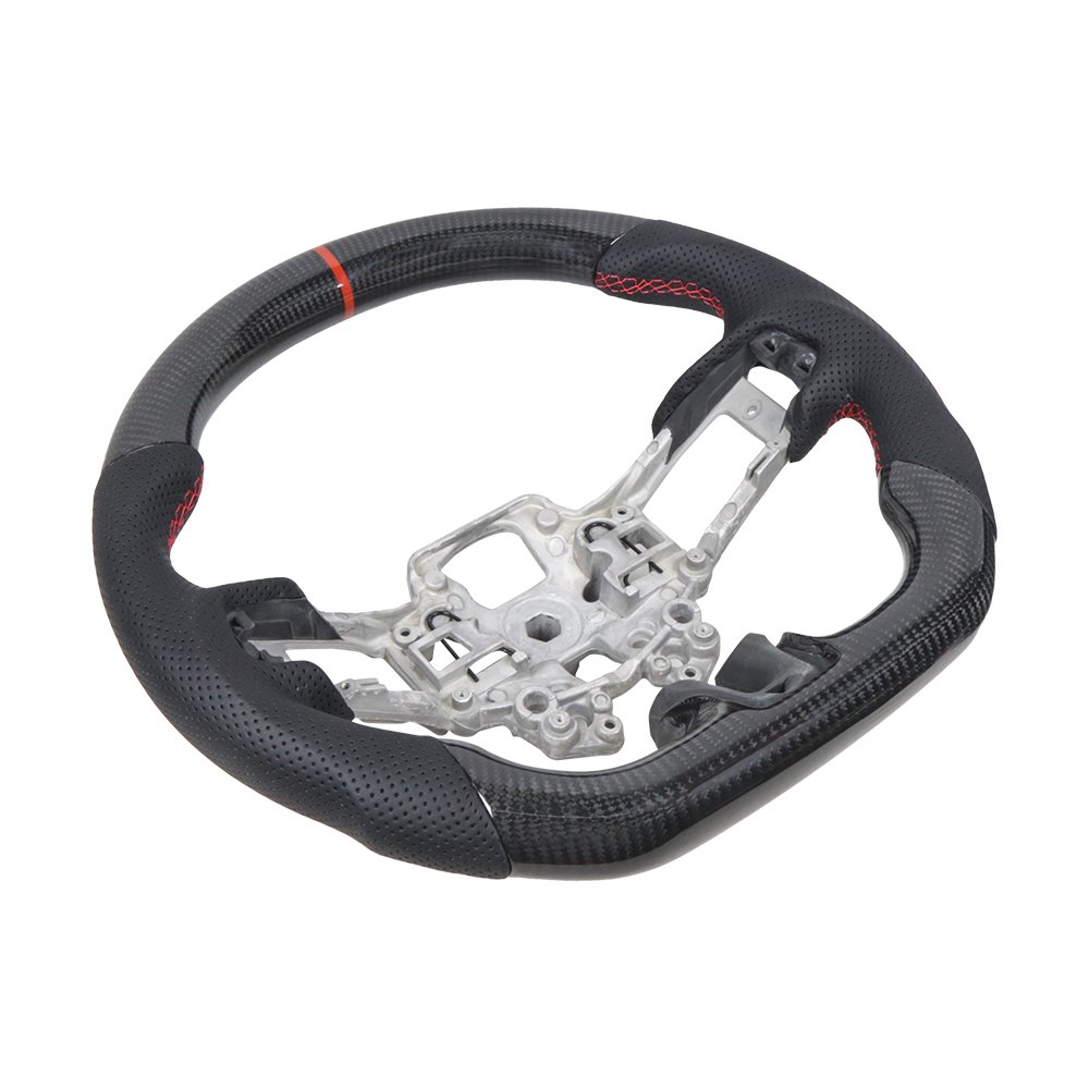Steering Wheel CAR Carbon Fiber Flat Sport Steering Wheel Fit For Ford Mustang 2018-2024 Shelby GT500/GT350 Not Heated