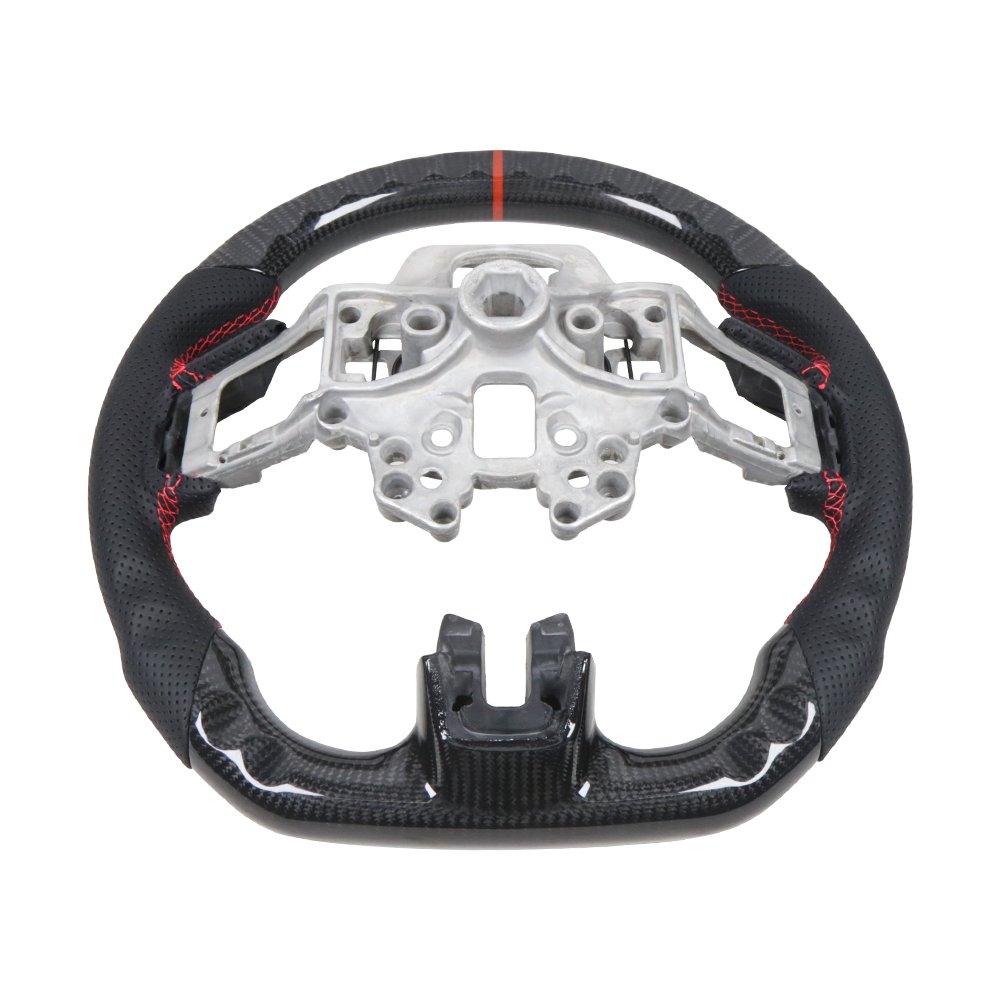 Steering Wheel CAR Carbon Fiber Flat Sport Steering Wheel Fit For Ford Mustang 2018-2024 Shelby GT500/GT350 Not Heated