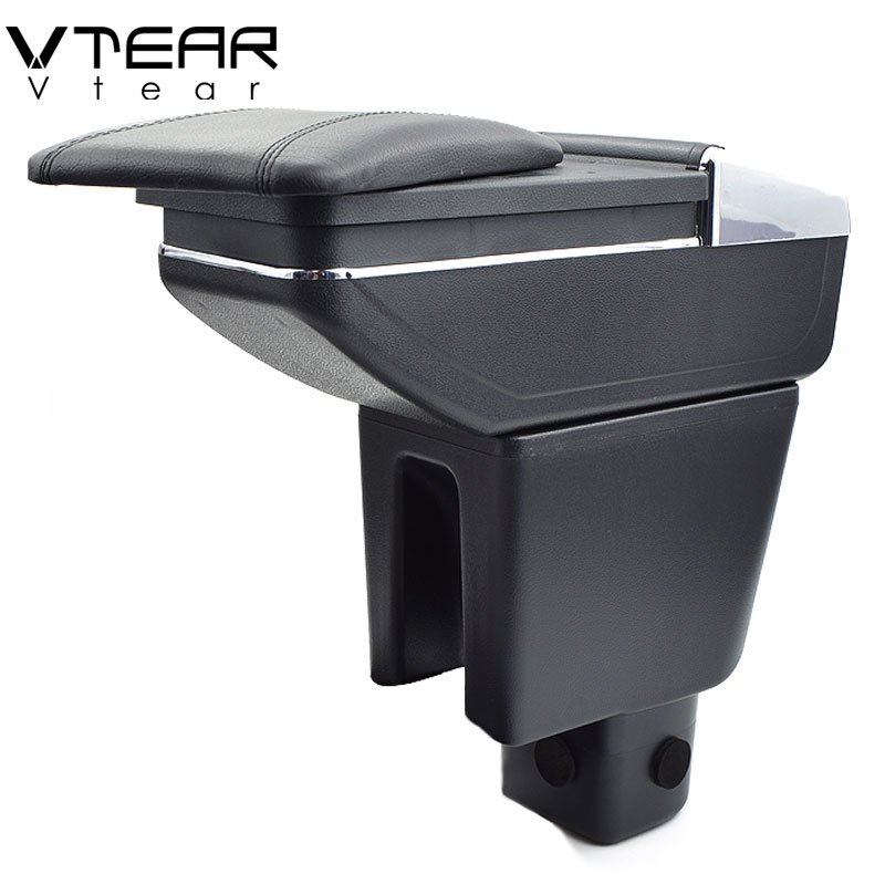 Vtear for Honda Mobilio Armrest Leather Central Store Storage Box Red Thread Car-styling Interior ABS Arm Rest Accessories Part