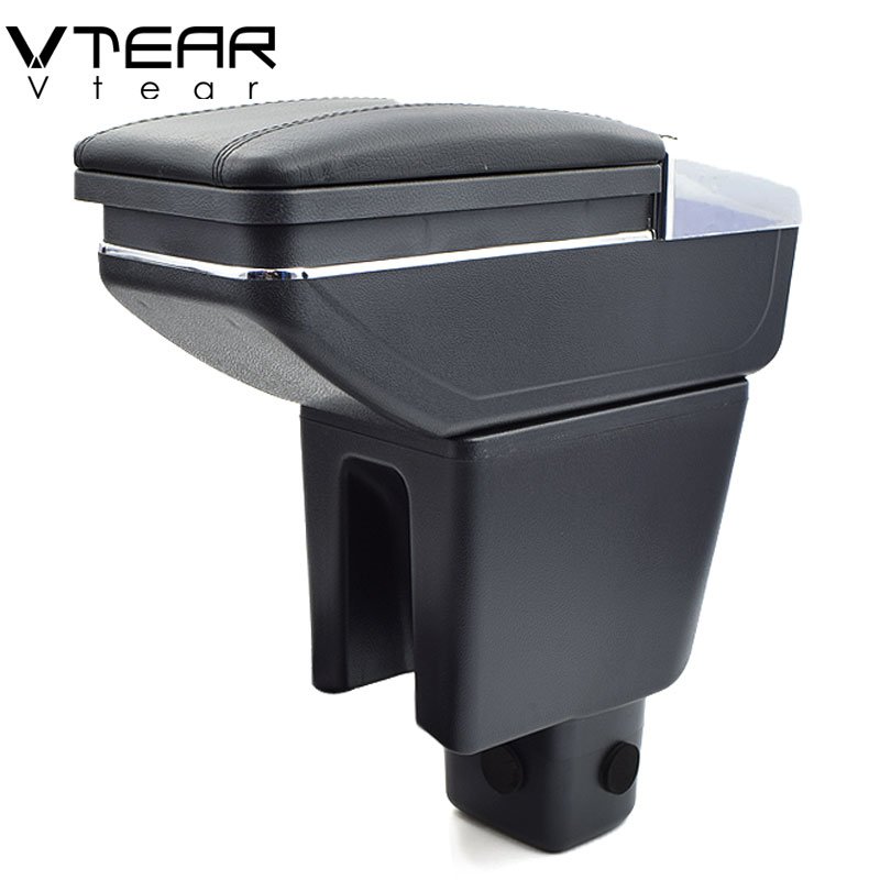 Vtear for Honda Mobilio Armrest Leather Central Store Storage Box Red Thread Car-styling Interior ABS Arm Rest Accessories Part