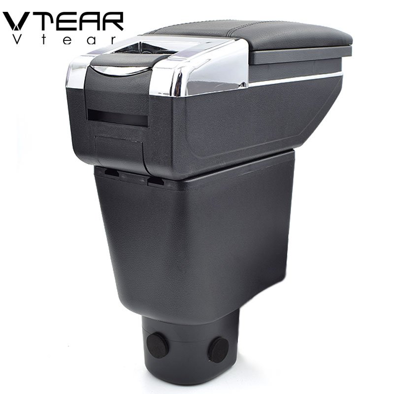 Vtear for Honda Mobilio Armrest Leather Central Store Storage Box Red Thread Car-styling Interior ABS Arm Rest Accessories Part