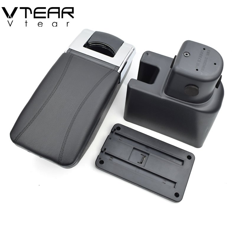 Vtear for Honda Mobilio Armrest Leather Central Store Storage Box Red Thread Car-styling Interior ABS Arm Rest Accessories Part