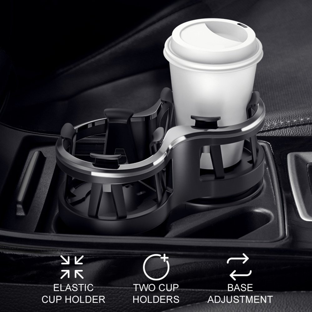 Car Cup Holder Extender Double Car Drink Holder Expander Adapter With Adjustable Base Vehicle-mounted Dual Bottle Holder 2 in 1