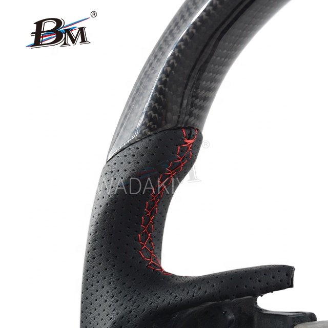 For Lexus LX-600 Series Toyota Real Carbon Fiber Multifunction Customize Steering Wheels Red Ring Leather 2008 to 2020 By BM