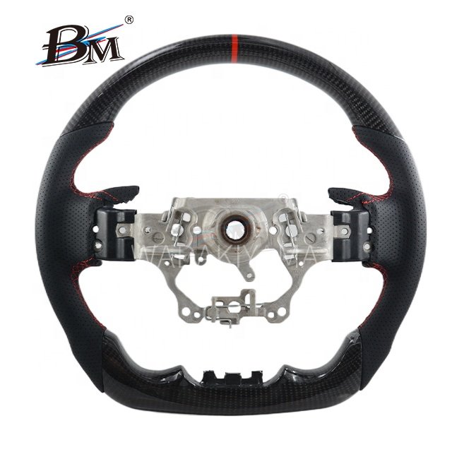 For Lexus LX-600 Series Toyota Real Carbon Fiber Multifunction Customize Steering Wheels Red Ring Leather 2008 to 2020 By BM