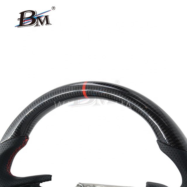 For Lexus LX-600 Series Toyota Real Carbon Fiber Multifunction Customize Steering Wheels Red Ring Leather 2008 to 2020 By BM