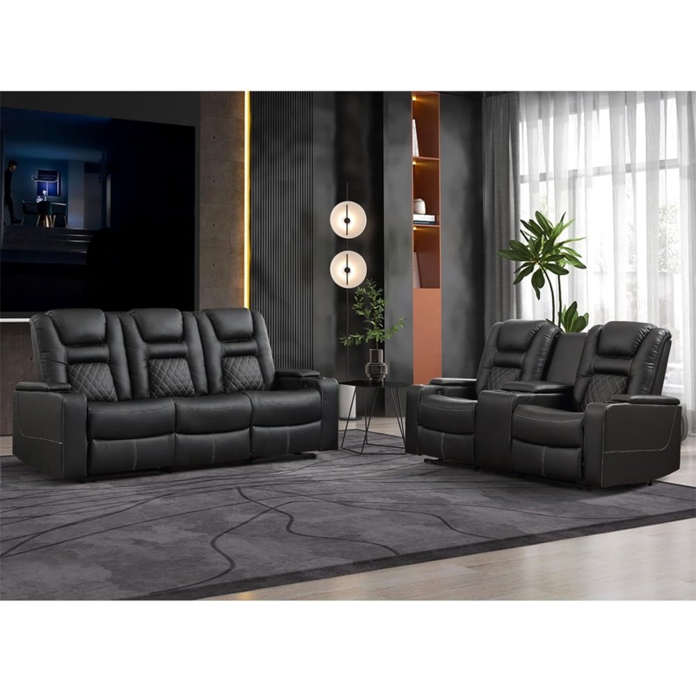 New Hot Selling Electric 3 2 1 Top Leather Living Room Furniture Sectional Recliner Sofa With Console and Armrest Storage Box