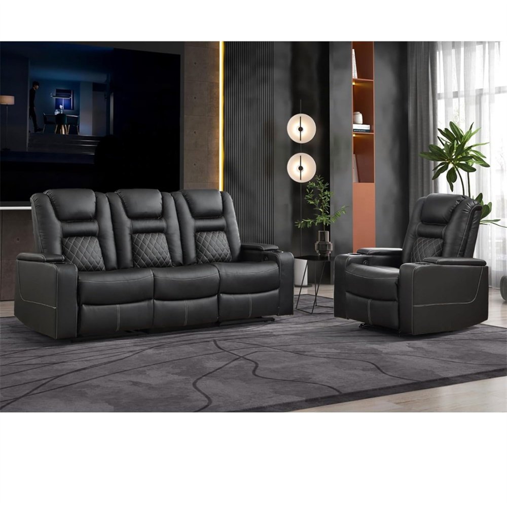 New Hot Selling Electric 3 2 1 Top Leather Living Room Furniture Sectional Recliner Sofa With Console and Armrest Storage Box