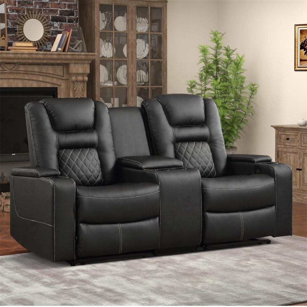 New Hot Selling Electric 3 2 1 Top Leather Living Room Furniture Sectional Recliner Sofa With Console and Armrest Storage Box