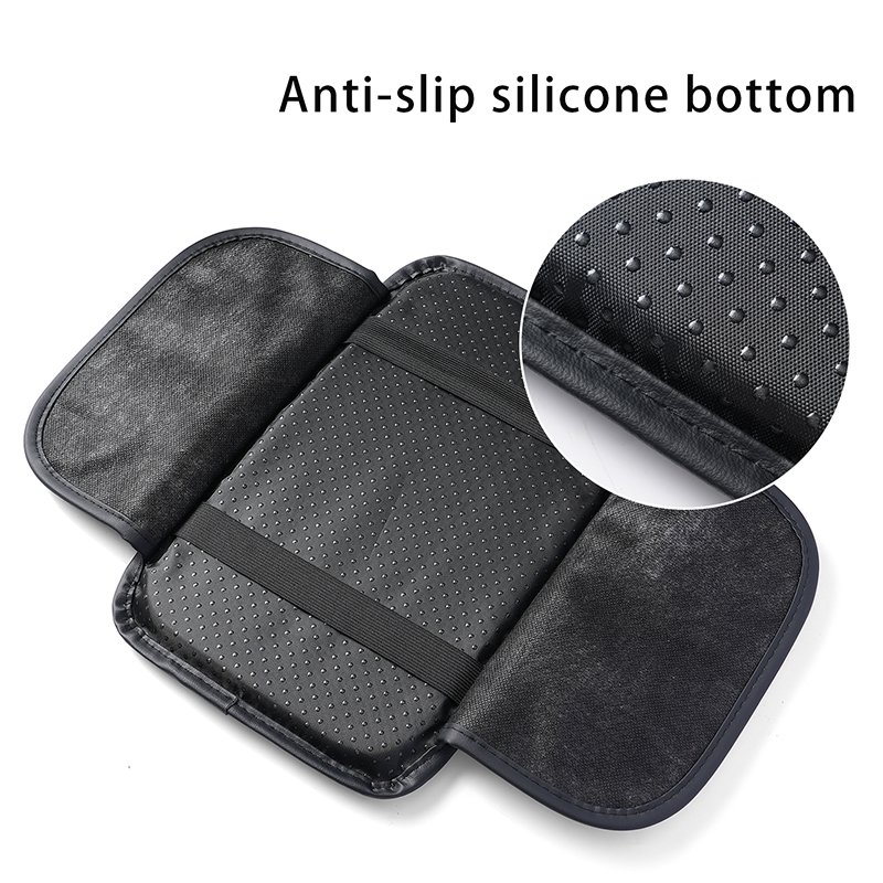 Leather Car Armrest Storage Box Padded Cushion in Memory Foam Black Beige Red Car Center Console Cover with Side Pockets
