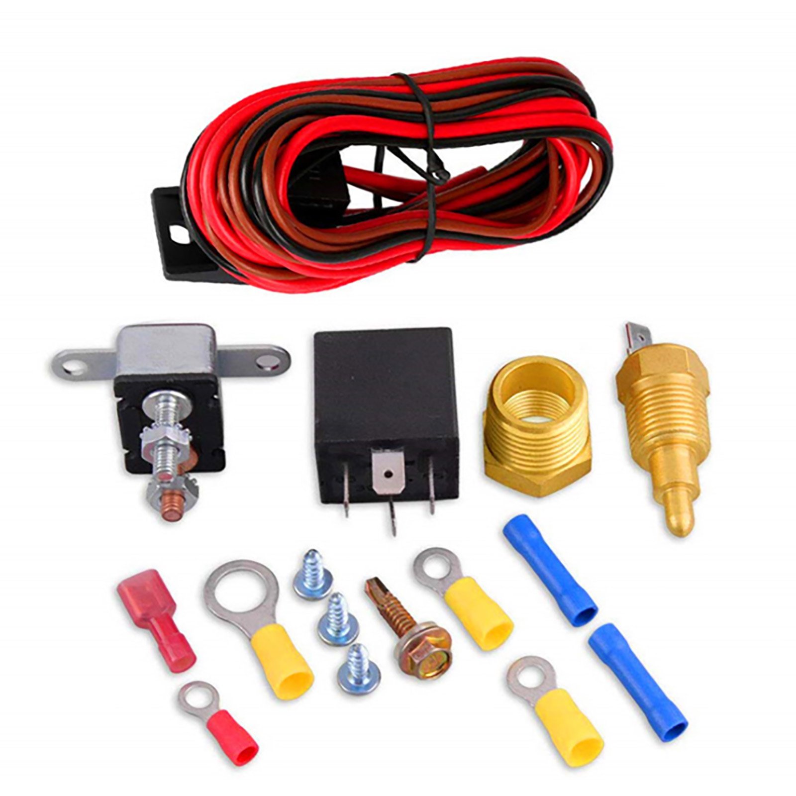 New 5 Pins Relay Kit 200-185 Degree Engine Cooling Fan Thermostat Temp Switch Sensor Interior Parts