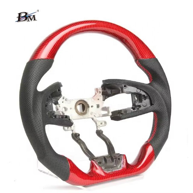 For HONDA CIVIC-10 FC FK Red Carbon Fiber Perforated Leather Custom Sport Steering Wheels 2017 2018 2019 2020 2021 2022 2023