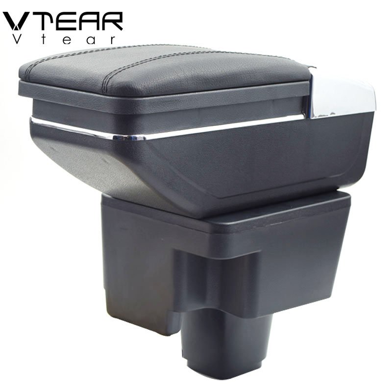 Vtear for Chevrolet Sail Armrest Leather Central Store Storage Box Red Thread Car-styling ABS Arm Rest Accessories 2010-2013