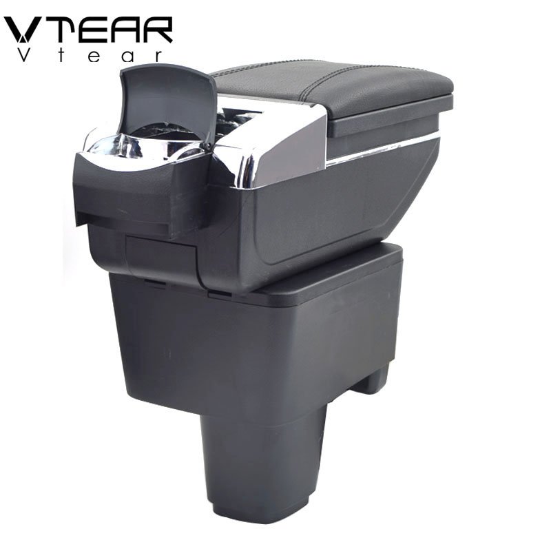 Vtear for Chevrolet Sail Armrest Leather Central Store Storage Box Red Thread Car-styling ABS Arm Rest Accessories 2010-2013