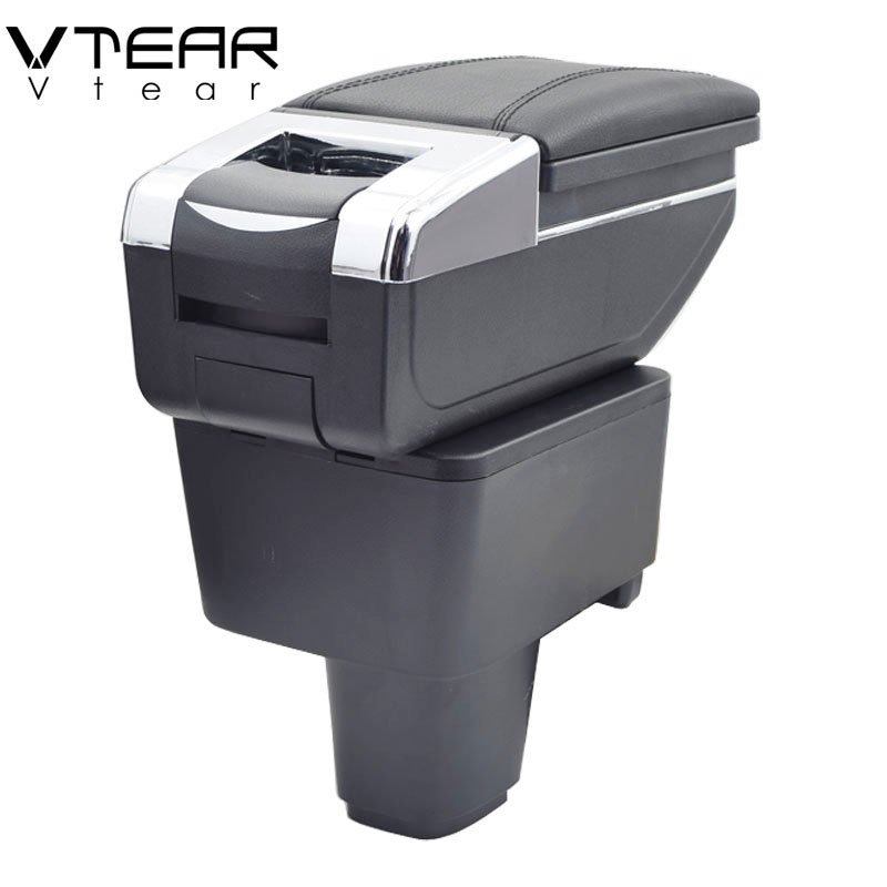 Vtear for Chevrolet Sail Armrest Leather Central Store Storage Box Red Thread Car-styling ABS Arm Rest Accessories 2010-2013