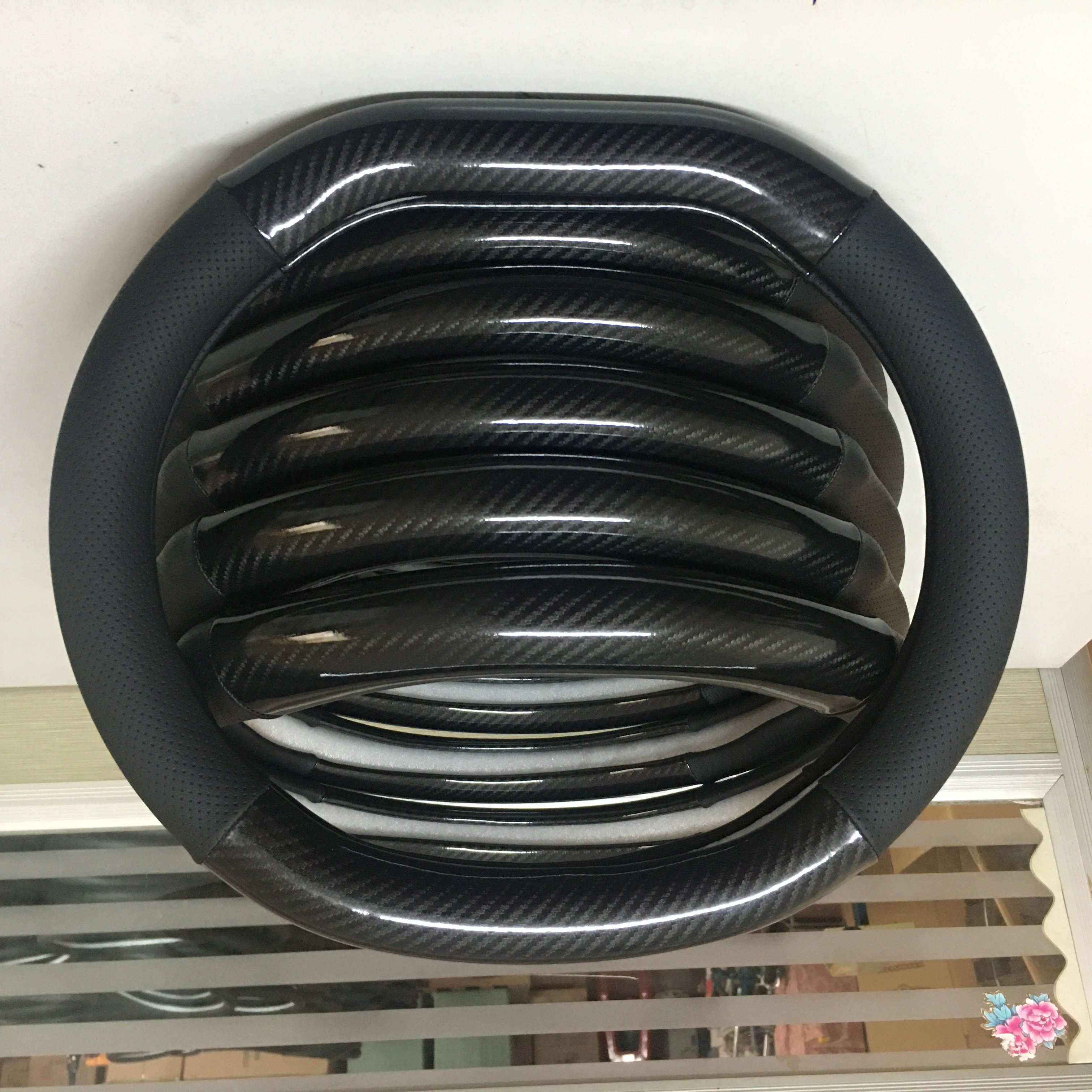 New 38cm shiny carbon car racing steering wheel cover for PEUGEOT 4008