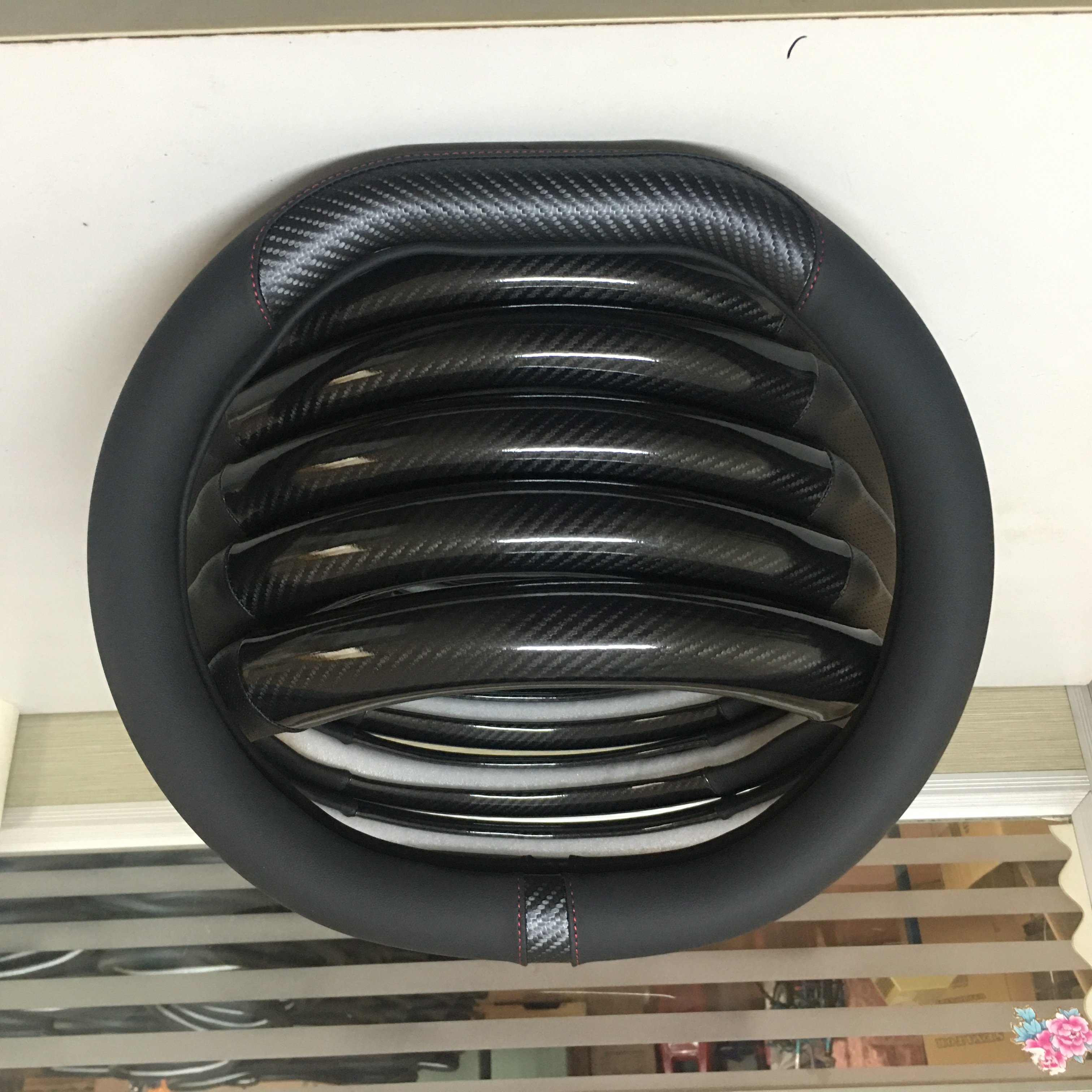 New 38cm shiny carbon car racing steering wheel cover for PEUGEOT 4008
