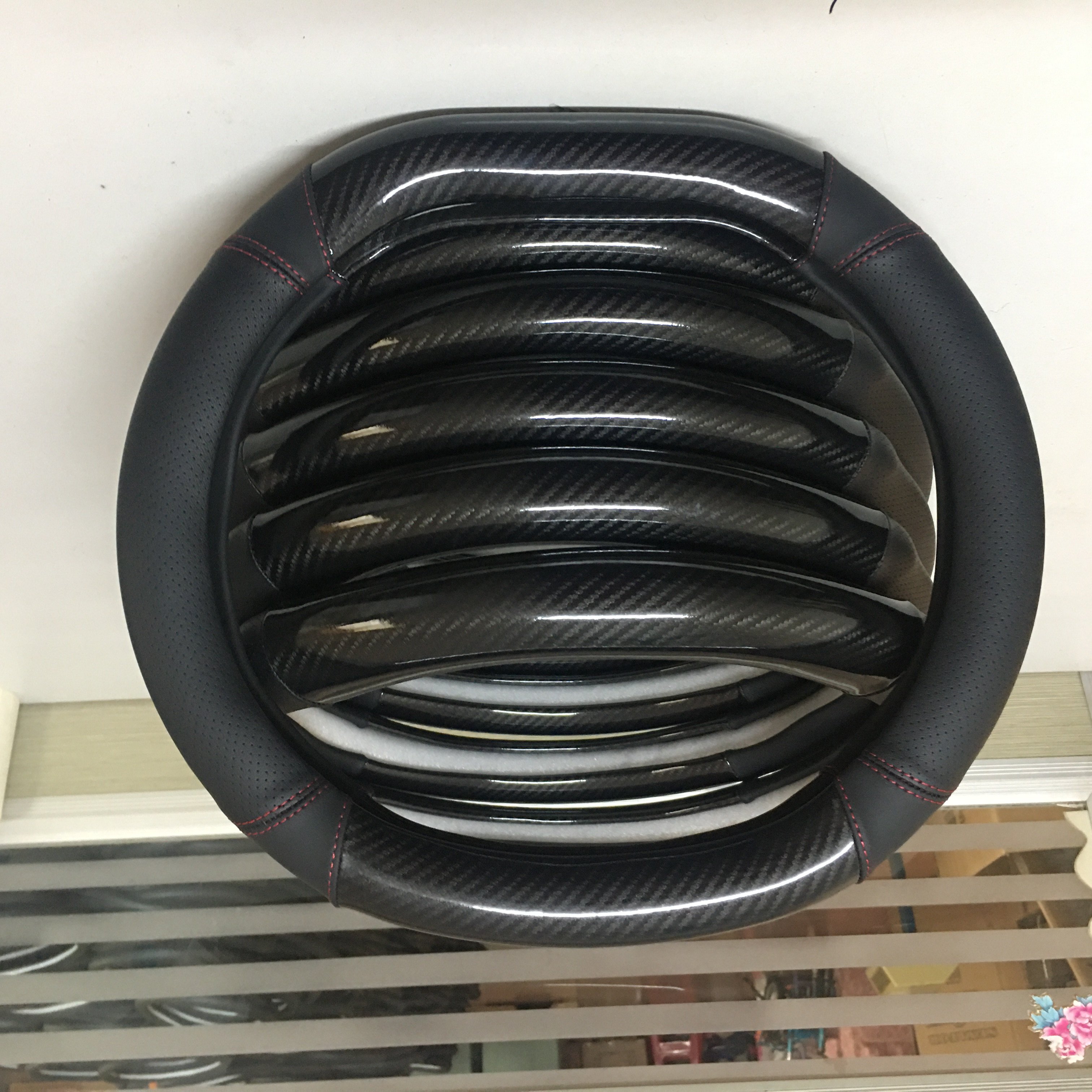 New 38cm shiny carbon car racing steering wheel cover for PEUGEOT 4008